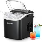 EUHOMY Portable Countertop Ice Maker with Handle, 26lbs/24H, 6 Mins 9 Ice Cubes, Self‑Cleaning