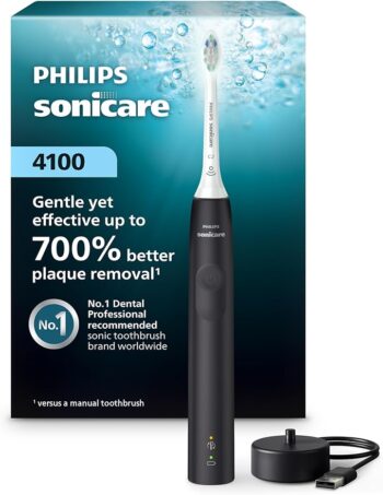 Philips Sonicare 4100 Series Electric Toothbrush - Sonic Toothbrush with Advanced Sonic Technology, Pressure Sensor, Two Intensity Settings, Smartimer & Quadpacer