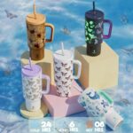 Summervibes,【Latest Style】 - Meoky 40oz Stay Hot Or Cold All Day Stainless Steel Thermos Cup, Perfect For Car, Office & Travel, Large Capacity, Trendy Design, Glow-In-The-Dark Marine Life, Insulated Tumbler With Handle. Mother's & Father's Day Gifts