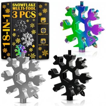 18 in 1 Snowflake Multi Tool Set of 3 – Compact and Portable Stainless Steel Snowflake Multitool Keychain Screwdriver | Keychain Bottle Opener for Men | Universal Use for Travel, Home and Work