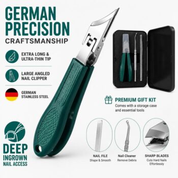 Eagle Beak Beveled Nail Clippers, 3Pcs Wide Jaw Opening Anti-Splash Slanted Nail Clipper, Long Handle Wide Jaw Opening Anti-Splash Slanted Edge Nail Clipper for Thick Nails,Seniors&Ingrown Care(Green)