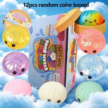 12Pcs Soft TPR Big Bun Decompression Toy Anxiety Relief Desktop Accessories
