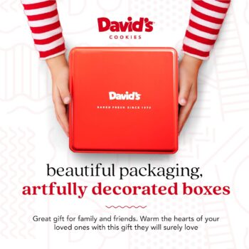 David's Cookies Mini Cookie Sampler in Love Tin, 45 oz Fresh Baked Assorted Bite Size Cookies, Chocolate Chip, Chocolate White Chip & Red Velvet(2 boxes)
